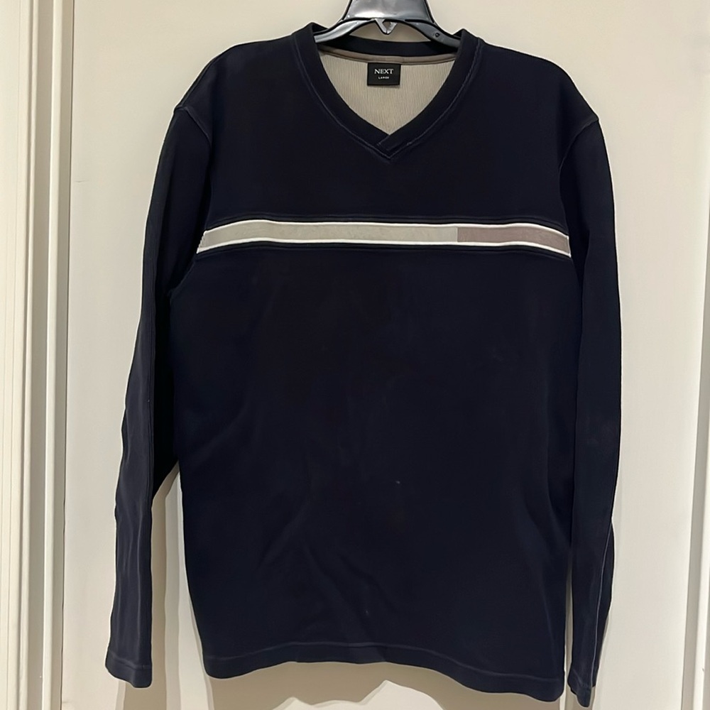 NEXT V-Neck Long Sleeve Sweater Navy Blue Lrg